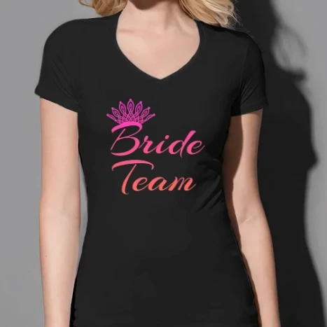 Női prémium V-nyakú póló - Bride team