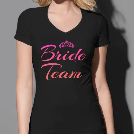 Női prémium V-nyakú póló - Bride team