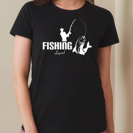 Női prémium kerek nyakú póló  - Fishing legend