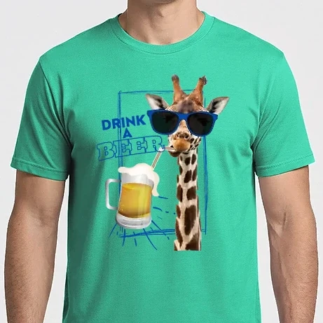 Férfi Imperial póló - Zsiráf - Drink a beer