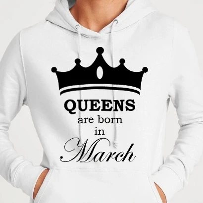 Női kapucnis pulcsi - Queens are born in March