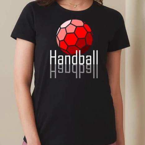 Női prémium kerek nyakú póló  - handball red whitepng