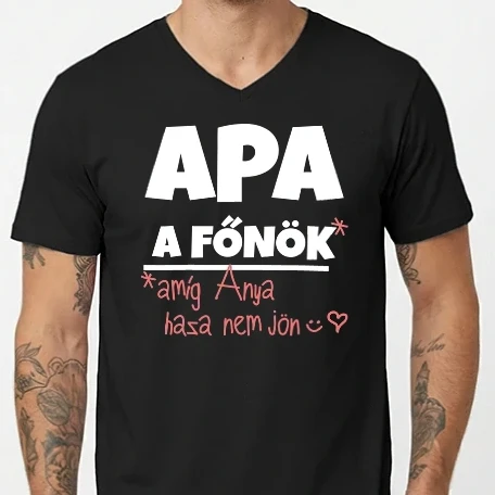 Férfi V-nyakú póló - Apa a főnök