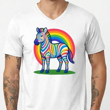 Férfi V-nyakú póló - Zebra