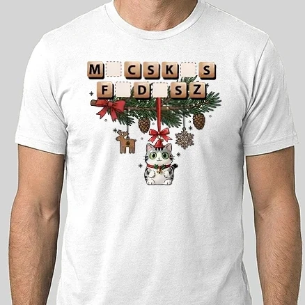 Férfi Alap póló - Karácsonyi Macskás Fadísz