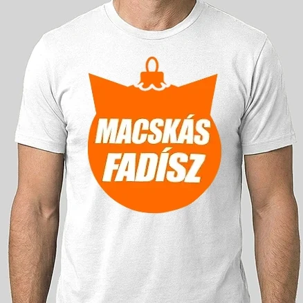 Férfi Alap póló - Macskás fadísz cicás logo
