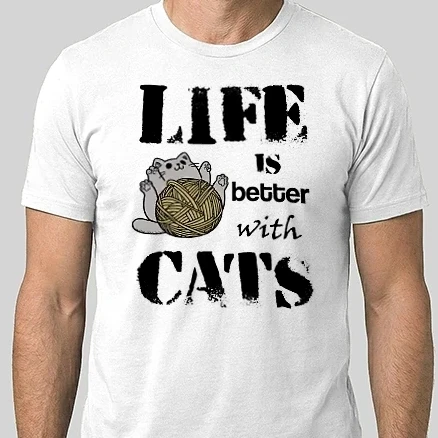 Férfi Alap póló - Life is better with cats