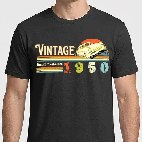 Férfi Imperial póló - vintage, limited edidtion, retro születésnapi felirat, évszám veterán autóval, 1950