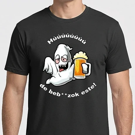 Férfi Imperial póló - Részeg szellem - ˝Húúú de beb**zok˝ - fehér