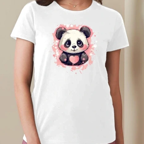 Női prémium kerek nyakú póló  - Panda