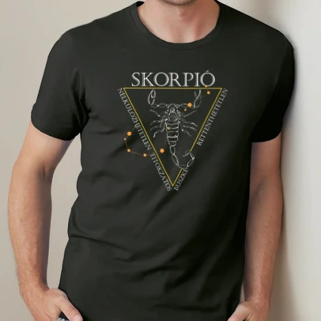 Férfi prémium fit kerek nyakú póló - Skorpió horoszkóp jellemzőkkel