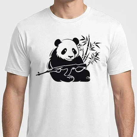 Férfi Imperial póló - panda gun, panda fegyverrel