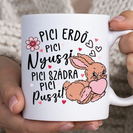 Fehér bögre - Pici erdő pici nyuszi páros