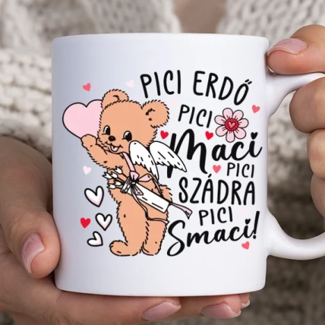 Fehér bögre - Pici erdő pici maci páros