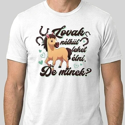 Férfi Alap póló - Lovak nélkül lehet élni, de minek?