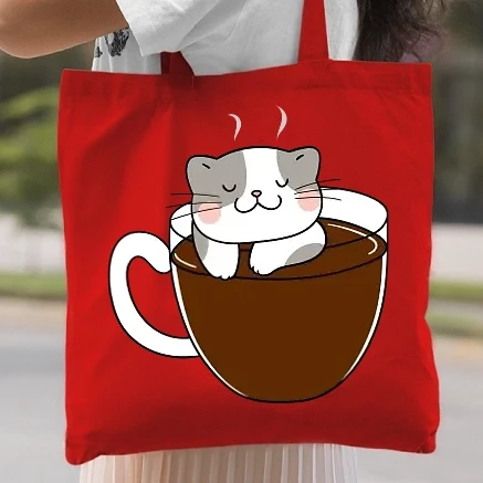 Vászontáska - Cica kávé