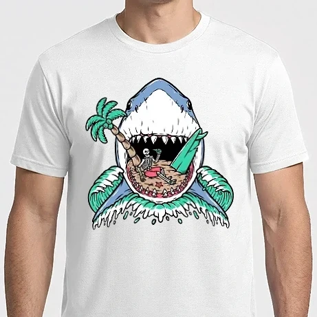 Férfi Imperial póló - Cápatámadás a tengerparton