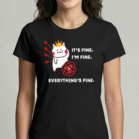 Női Imperial póló - Everything's fine rpg cat