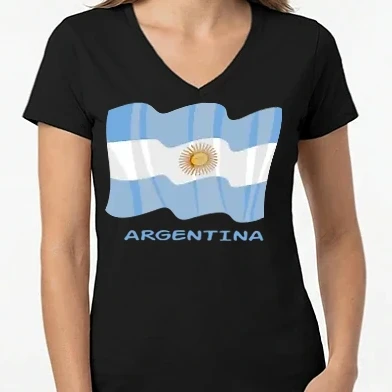 Női V-nyakú póló - Argentina