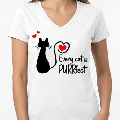 Női V-nyakú póló - Every cat is PURRfect