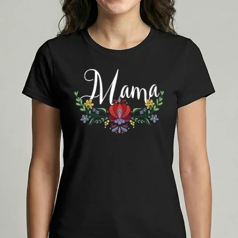 Női Imperial póló - Hímzésminta jellegű Mama színes