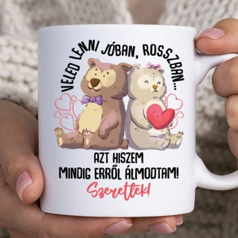 Fehér bögre - Jóban rosszban macik