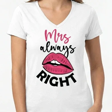 Női V-nyakú póló - Mrs always right