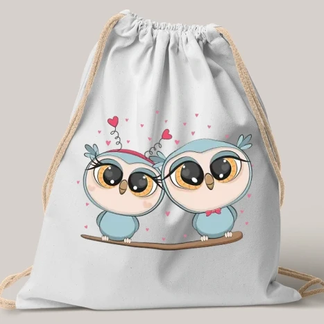 Vászon tornazsák - Szerelmes baglyok