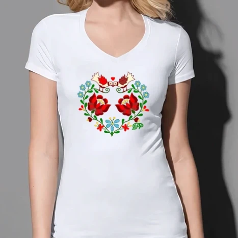 Női prémium V-nyakú póló - Kalocsai Szív 2022