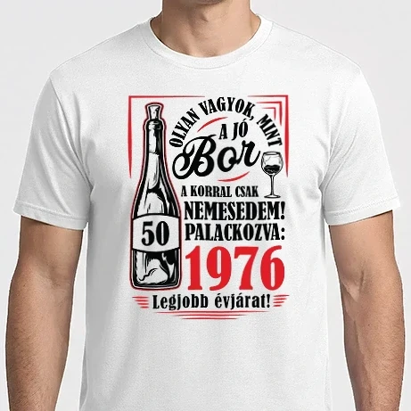 Férfi Imperial póló - MINT A JÓ BOR 50 éves fekete