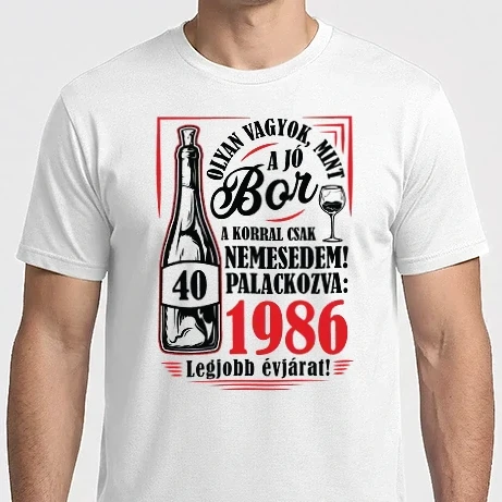 Férfi Imperial póló - MINT A JÓ BOR 40 éves fekete