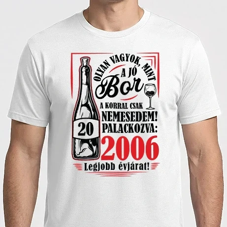 Férfi Imperial póló - MINT A JÓ BOR 20 éves fekete