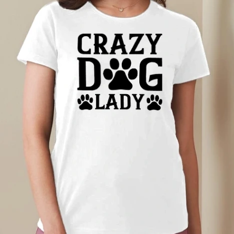 Női prémium kerek nyakú póló  - Crazy Dog Lady