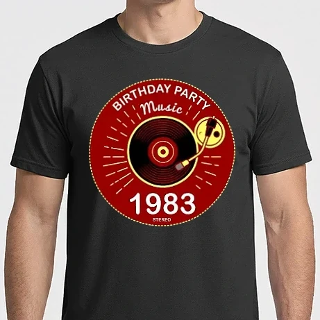 Férfi Imperial póló - BIRTHDAY PARTY MUSIC, BAKELIT LEMEZJÁTSZÓ 1983 STEREO
