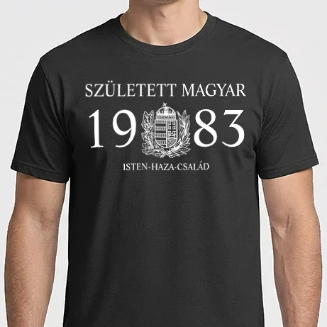 Férfi Imperial póló - SZÜLETETT MAGYAR, ISTEN HAZA CSALÁD, SZÜLETETT 1983-BAN, MAGYAR CÍMER