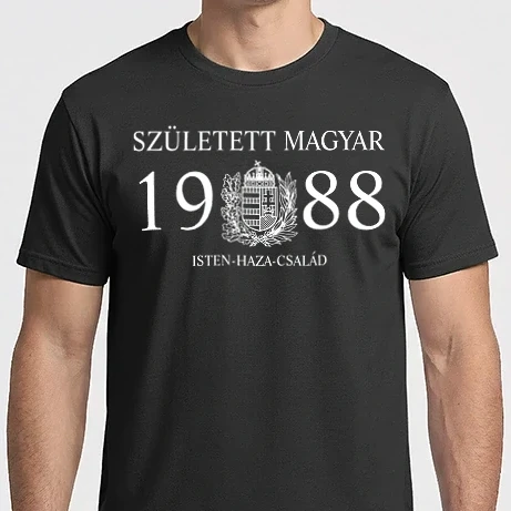 Férfi Imperial póló - SZÜLETETT MAGYAR, ISTEN HAZA CSALÁD, SZÜLETETT 1988-BAN, MAGYAR CÍMER