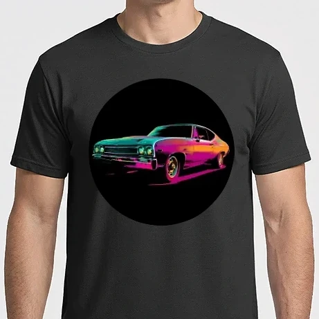 Férfi Imperial póló - Retro Izomautó Neon Fényben