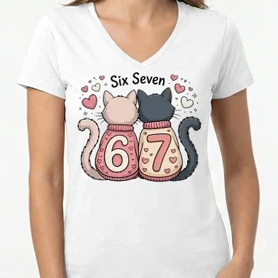 Női V-nyakú póló - Macskás Valentin, 67