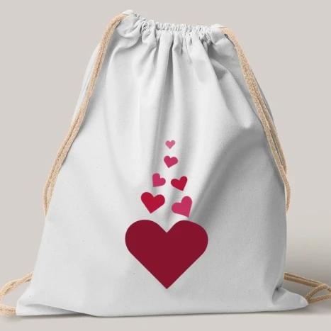 Vászon tornazsák - Szívecskék