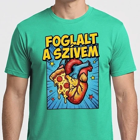Férfi Imperial póló - Foglalt a szívem (pizza)