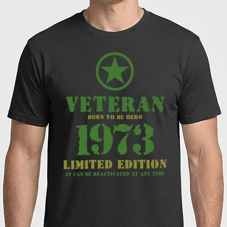 Férfi Imperial póló - VETERAN, BORN TO BE HERO, SZÜLETÉSNAPI ÉVSZÁM FELIRATTAL 1973