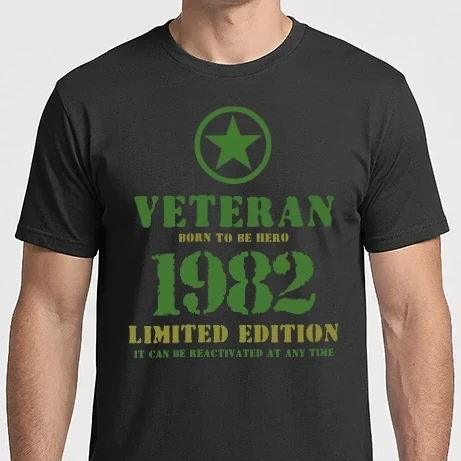 Férfi Imperial póló - VETERAN, BORN TO BE HERO, SZÜLETÉSNAPI ÉVSZÁM FELIRATTAL 1982