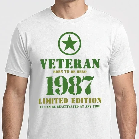 Férfi Imperial póló - VETERAN, BORN TO BE HERO, SZÜLETÉSNAPI ÉVSZÁM FELIRATTAL 1987