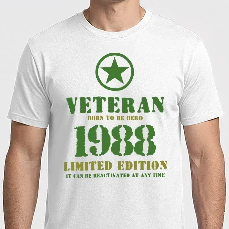 Férfi Imperial póló - VETERAN, BORN TO BE HERO, SZÜLETÉSNAPI ÉVSZÁM FELIRATTAL 1988