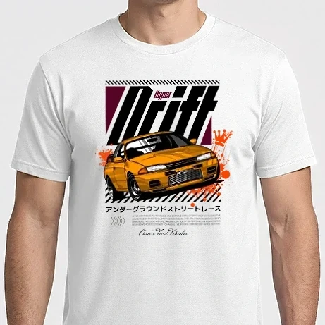 Férfi Imperial póló - Hyper Drift - Narancs R32 Fekete szöveg