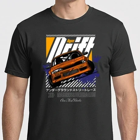 Férfi Imperial póló - Hyper Drift - Narancs S14 Fehér szöveg
