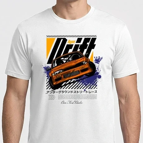 Férfi Imperial póló - Hyper Drift - Narancs S14 Fekete szöveg