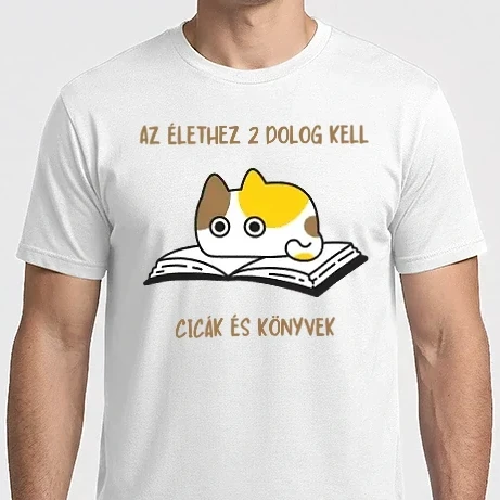 Férfi Imperial póló - Az élethez 2 dolog kell: cicák és könyvek