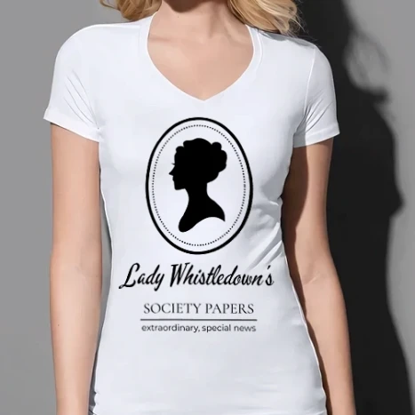 Női prémium V-nyakú póló - Lady Whistledown's society papers