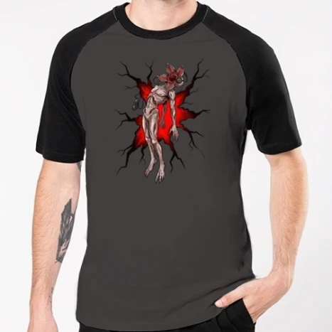 Férfi Baseballpóló - Stranger Things Demogorgon